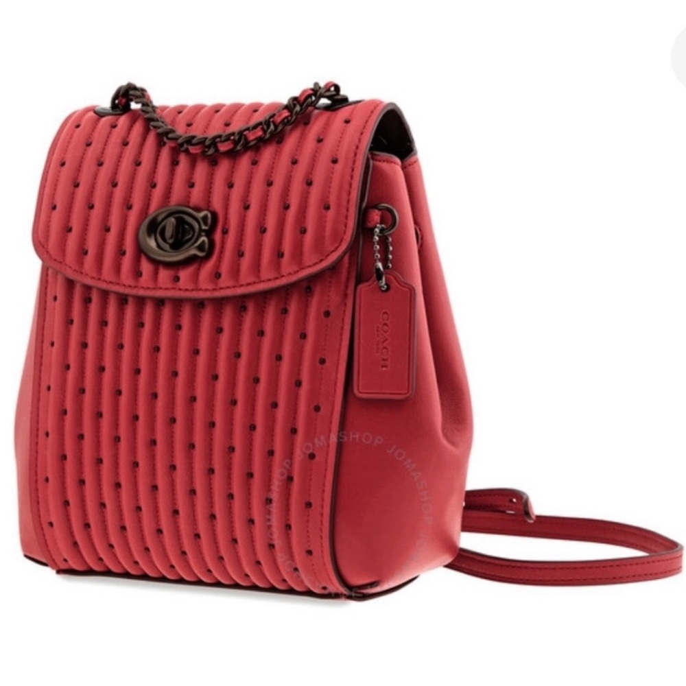 Beautiful Red Coach Parker Convertible bag with quilting and rivets